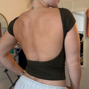 Urban Outfitters Dark Green Backless Crop Top